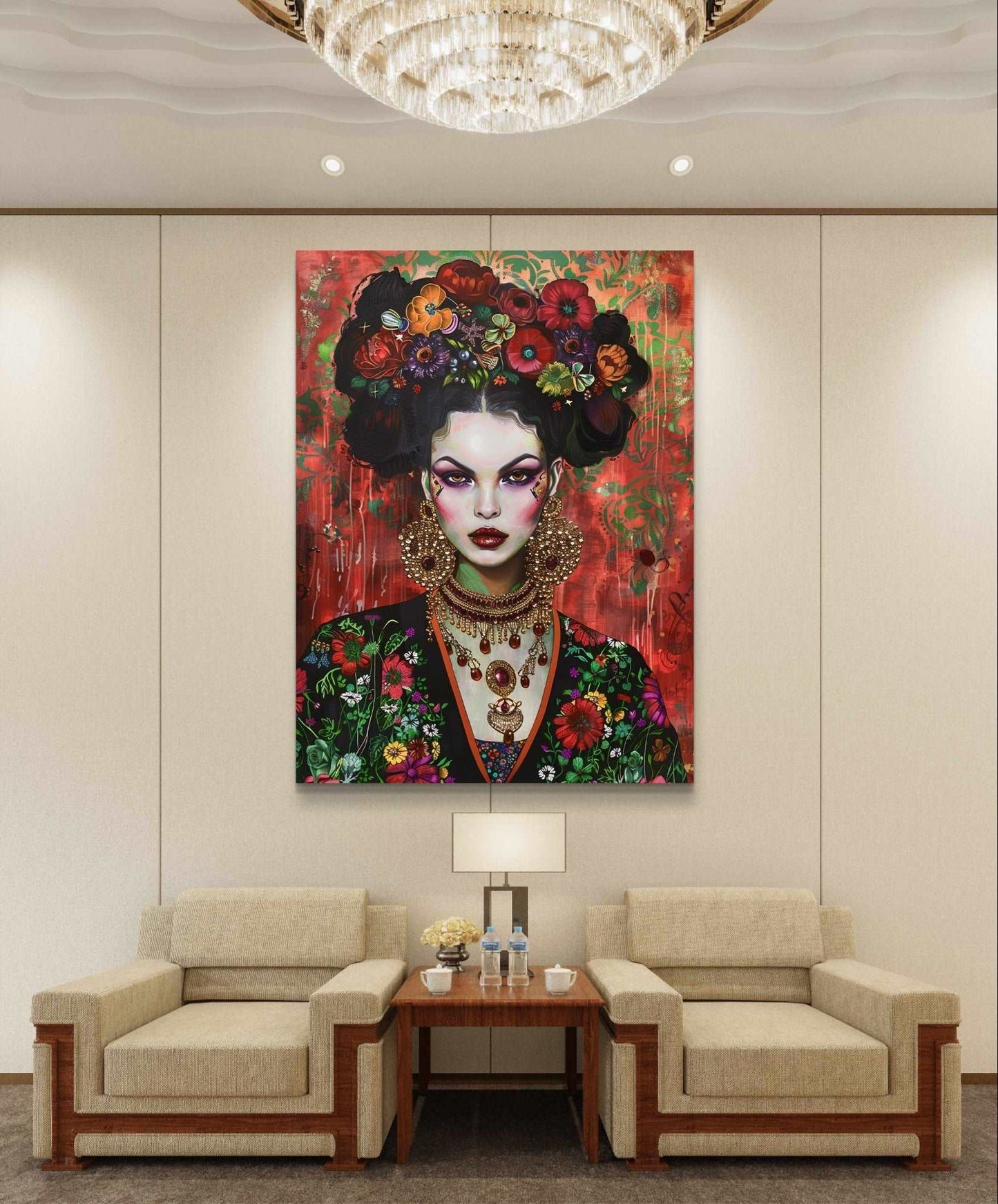 Frau mit Blumen im Haar