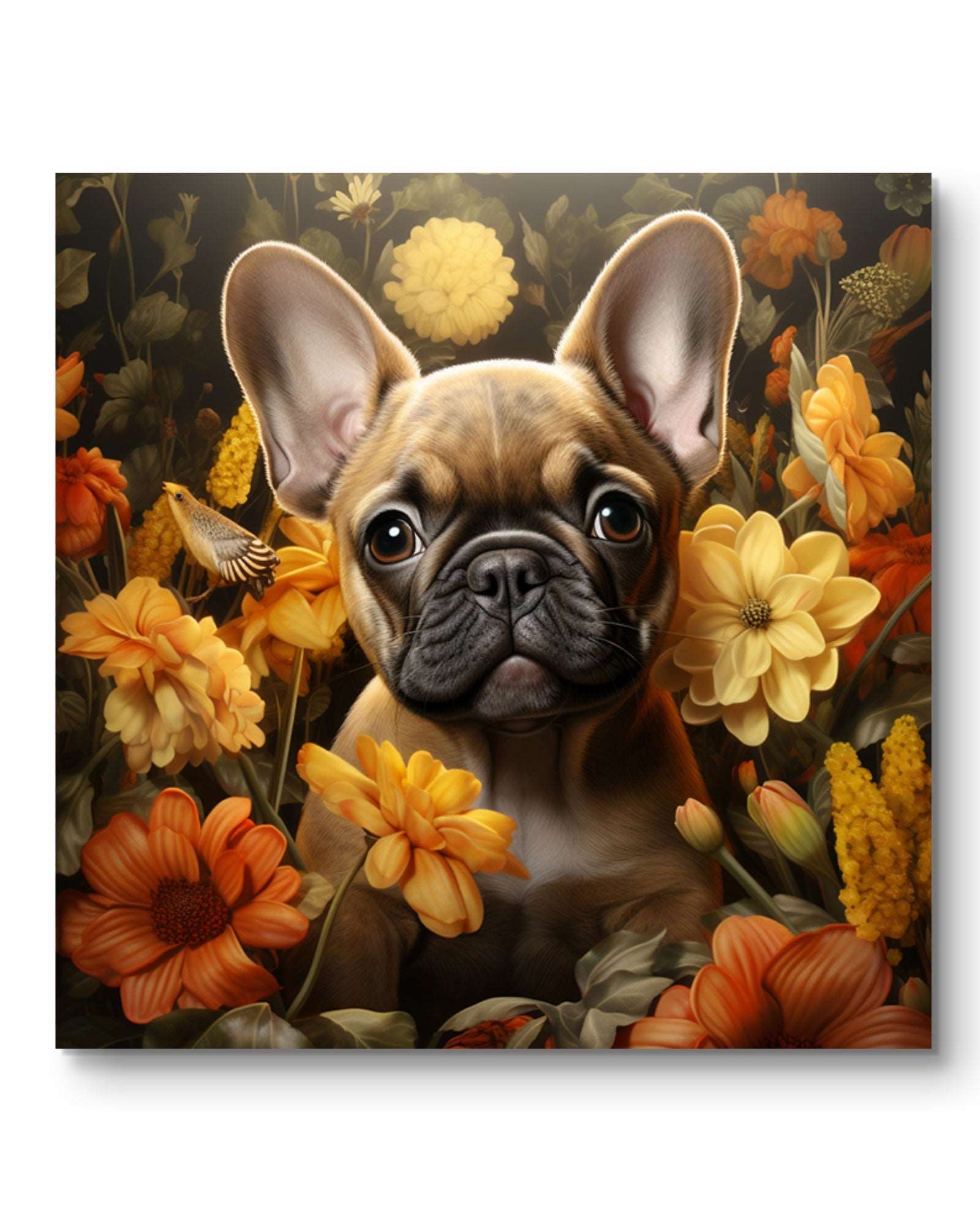 Französische Bulldogge mit Blumen