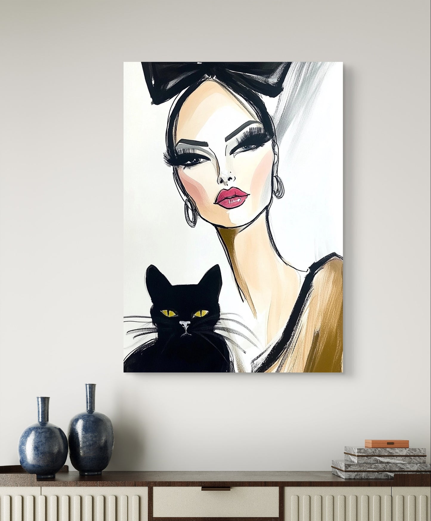 Fashiondiva mit Katze