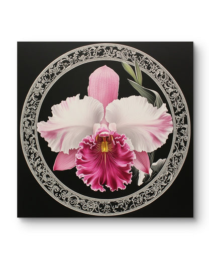 Pink Orchidee auf Ornament 02