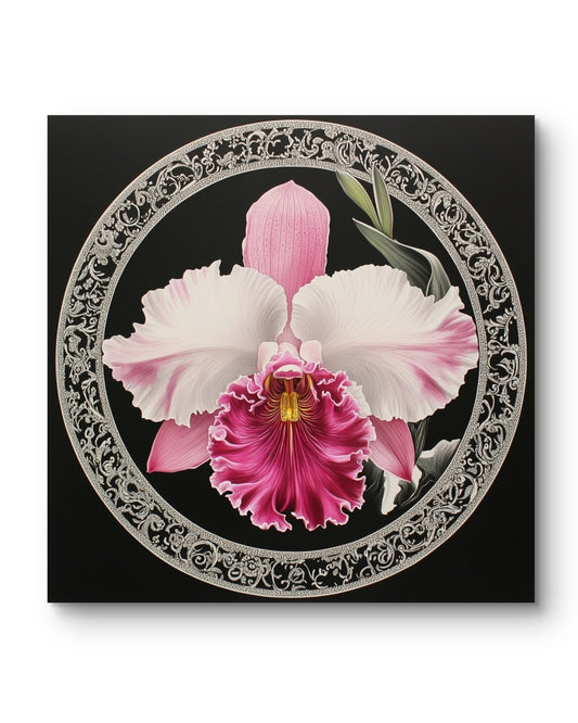 Pink Orchidee auf Ornament 02