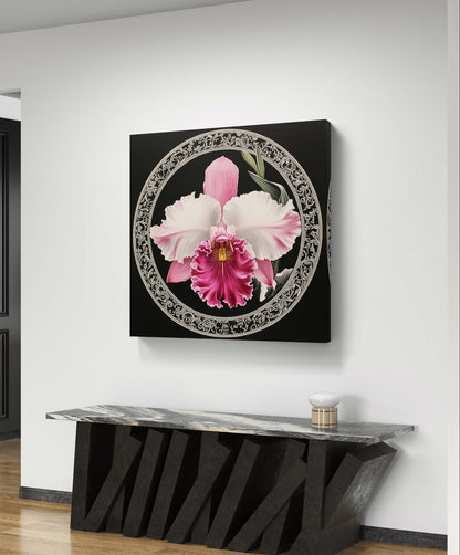 Pink Orchidee auf Ornament 02