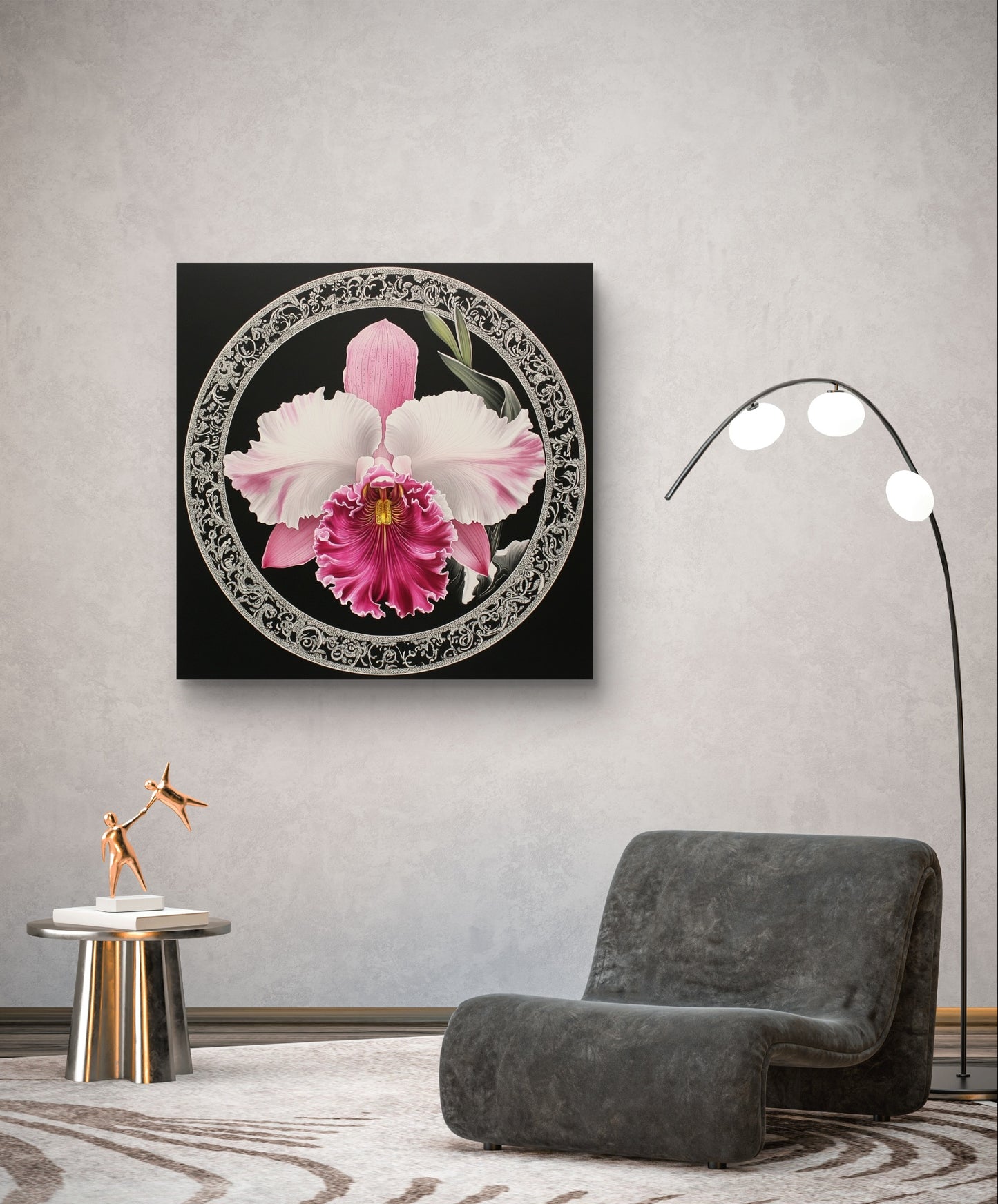 Pink Orchidee auf Ornament 02