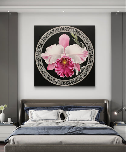 Pink Orchidee auf Ornament 02