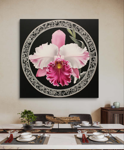 Pink Orchidee auf Ornament 02