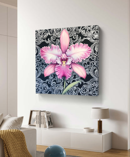 Pink Orchidee auf Ornament 01