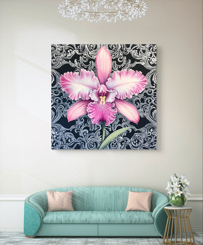 Pink Orchidee auf Ornament 01